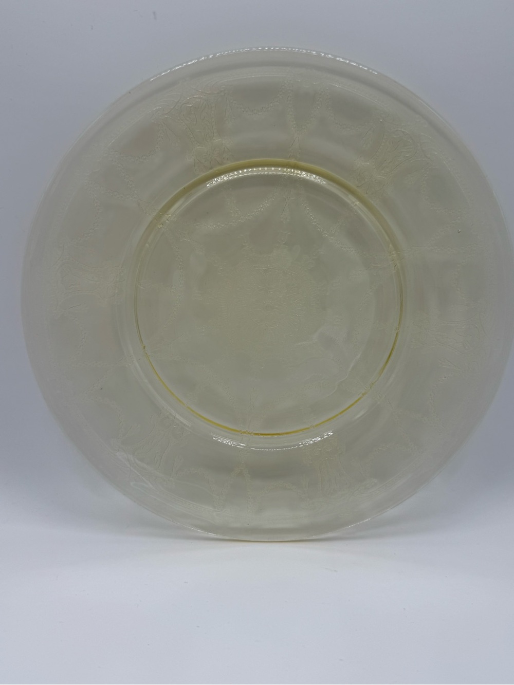 Vintage Elegant Embossed Yellow Glass Dinner Plate